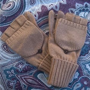 J.Crew Ribbed-knit glittens in Tan/Brown